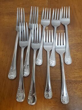 Oxford Hall (4) Dinner (5) Salad Forks Stainless Steel Flatware Deco Mod Japan